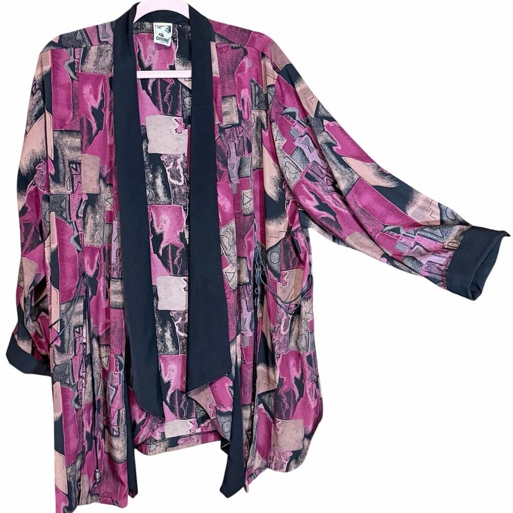 Vintage 80s Divine Collection Abstract Kimono Blazer One Size artsy statement